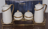 7pcs Acar Ceramic Golden Set with Jugs and Sugar Dishes Airtight Lids