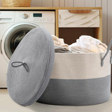 Extra Large Cotton Rope Basket with Lid 55cm x 35cm Storage Organizer