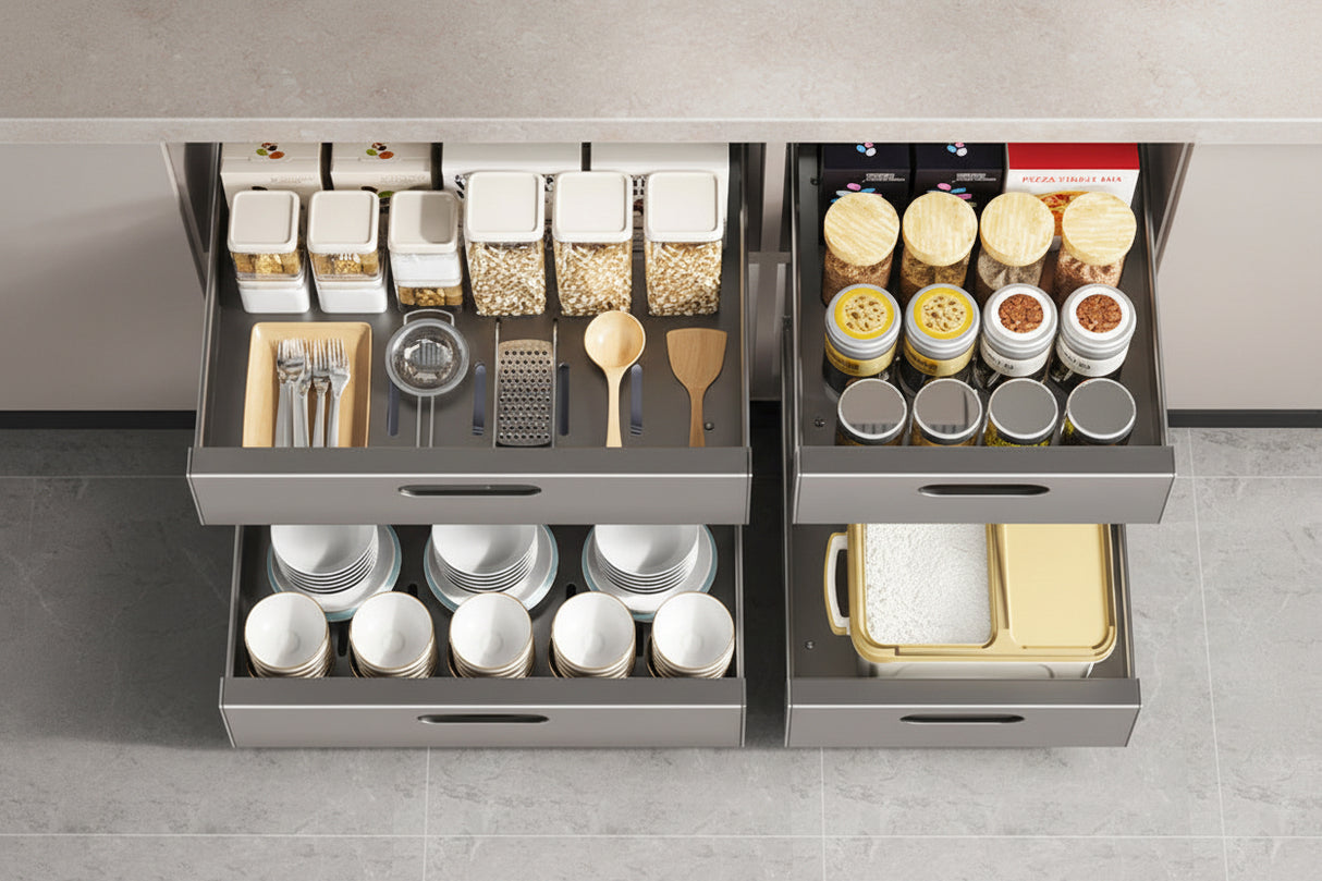 Pull Out Cabinet Drawer Organizer Heavy Duty Carbon Steel