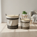 High Quality 2 in 1 Wooden Table & Storage Basket Set Table and storage Household Storage Baskets