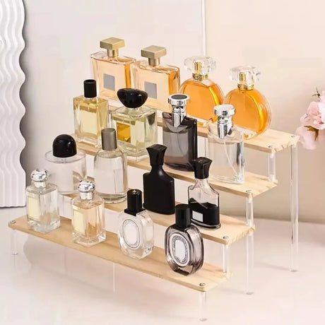 4-Tier Wooden & Acrylic Display Stand Acrylic stand Drawer Organizers