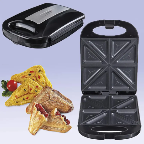 Rashnik RN 1711 Sandwich Maker 4 Slice, Nonstick Plates, Cool Touch Handle.