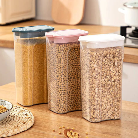 Kitchen Transparent Sealed Jar – Plastic Grain Storage Container with Airtight Lid