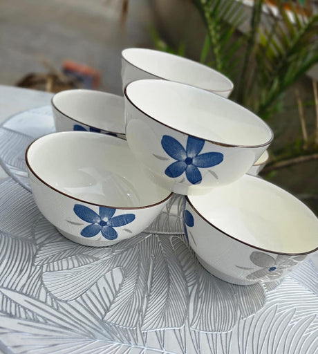 6pcs Ceramic Bowls Set in Elegant Finish- Furaha Finds Kenya