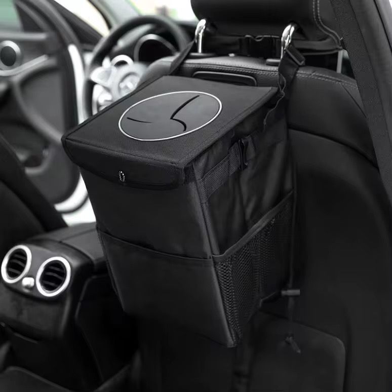 Foldable Leakproof Car Trash Can Organizer with Waterproof Lining 30×20×20cm
