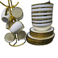 24pcs Ceramic White and Gold Dinner Set for Elegant Dining Kitchen accessories Dinnerware Sets