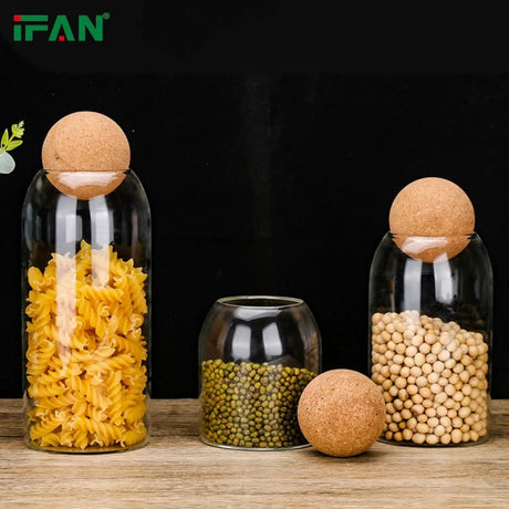 3pc Glass Storage Jars with Cork Lids Storage jar Food Storage Containers