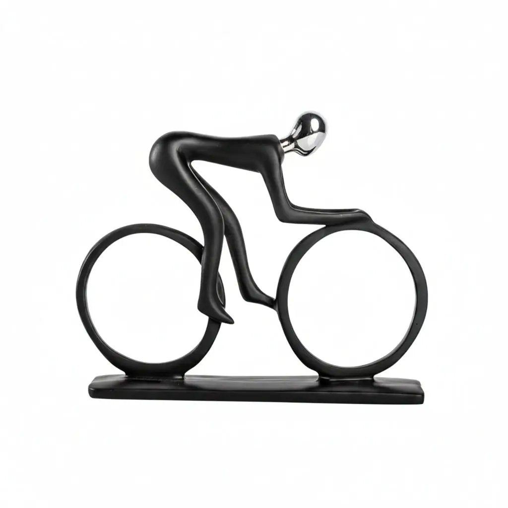 Modern Cyclist Black Figurine Sculptures & Statues