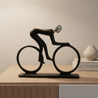 Modern Cyclist Black Figurine Sculptures & Statues