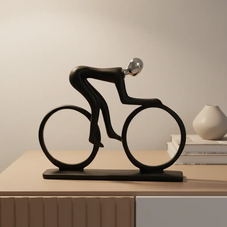 Modern Cyclist Black Figurine Sculptures & Statues