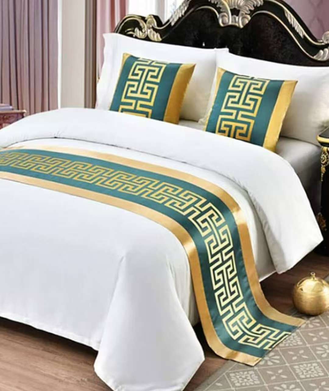 1pc Bedrunner with 2 Matching Pillowcases – Elegant Bedroom Decor Set