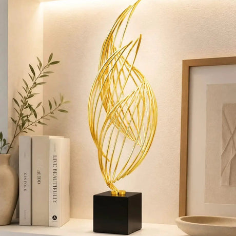Large Gold Metal Flame Sculpture Sculpture Sculptures & Statues