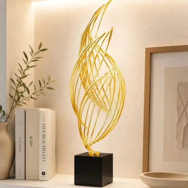 Large Gold Metal Flame Sculpture Sculpture Sculptures & Statues