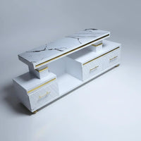 White and Gold Marble Top Table 5ft Length Elegant Modern Design Furniture