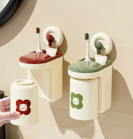 Strong Adhesive Wall Mounted Toothbrush Cup Rack for Modern Bath Spaces