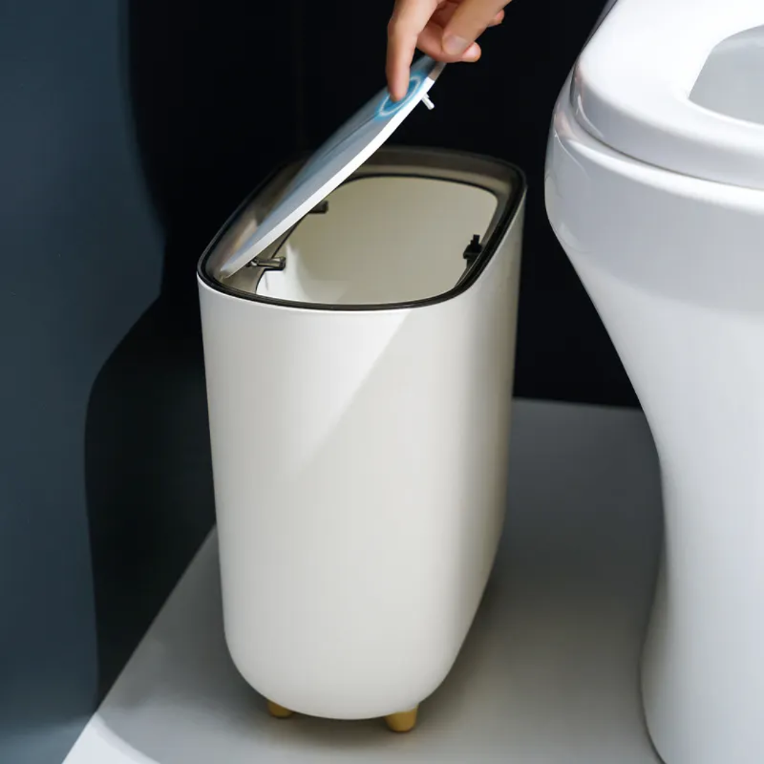 Bathroom Sanitary Dustbins 12L Hygienic White Waste Bin with Lid for Toilets & Washrooms.