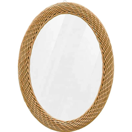Big Size Modern Oval Rattan Bamboo Decorative Mirror 100x80cm Mirror Mirrors