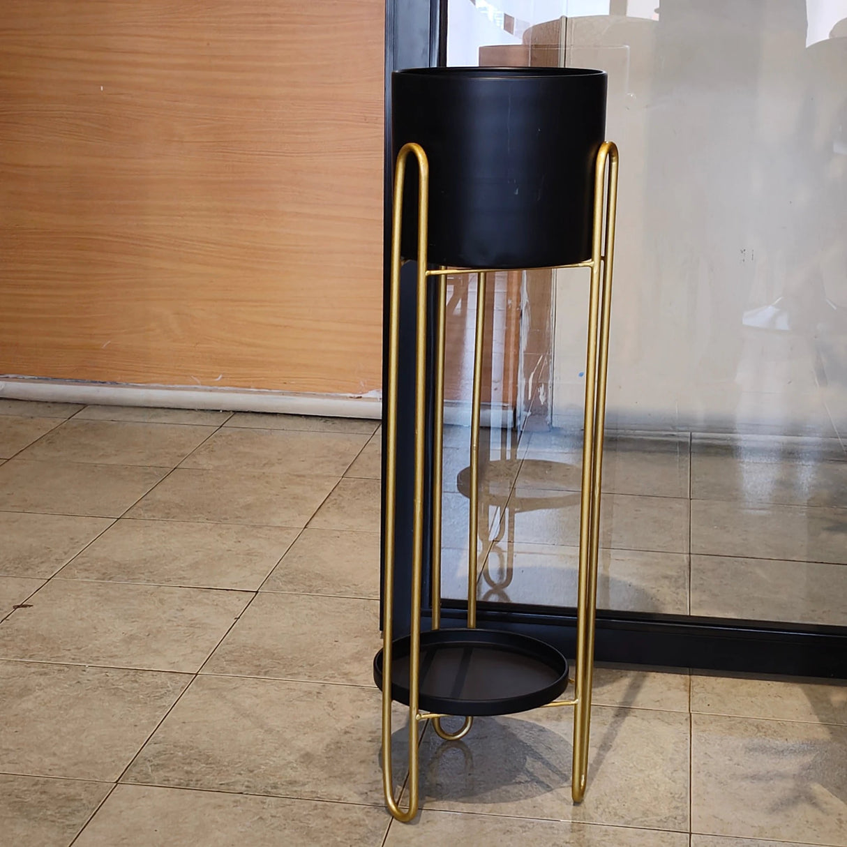 Planter Set with Gold Stand - Indoor Outdoor Succulents Decor Planters