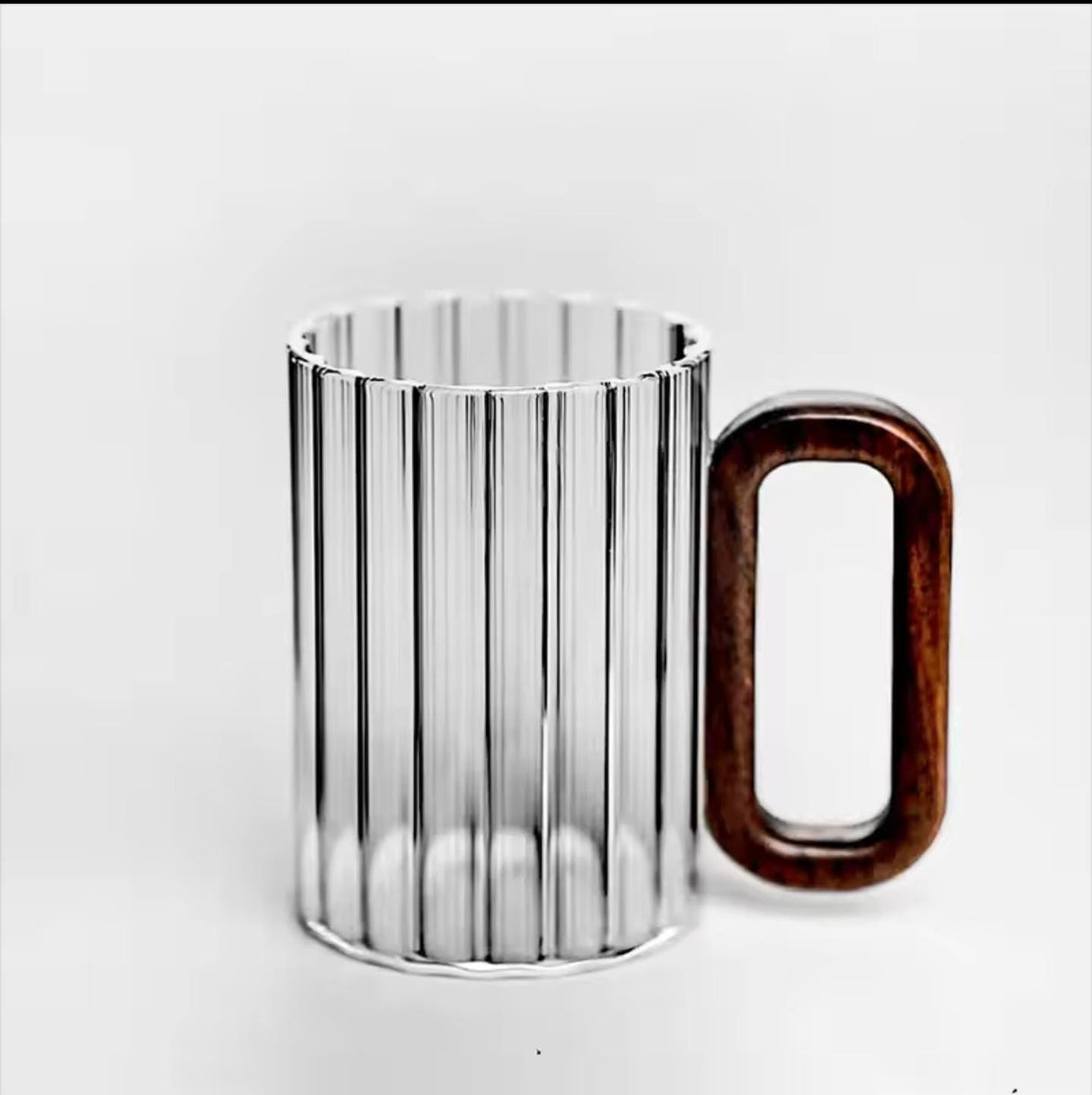 6pcs Stylish Borosilicate Ribbed Glass Mugs 350ml Microwave Friendly