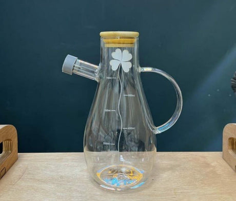 High Borosilicate Oil Jar with Decorative Flower 750ml Airtight Glass Container.- Furaha Finds Kenya