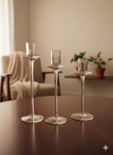 3pcs Glass Candle Holder Set – Clear Design
