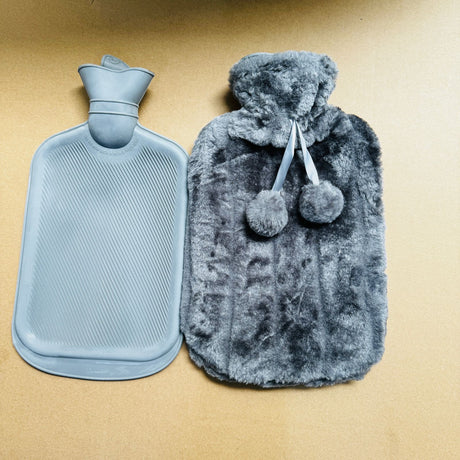 Hot Water Bottle with Fur Fleece Cover 2L for Warmth, Pain Relief, and Comfort