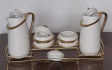 7pcs Acar Ceramic Golden Set with Jugs and Sugar Dishes Airtight Lids