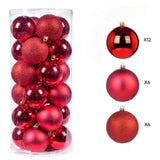 24pcs Christmas Tree Decor Balls Set – Gold, Silver & Red (3cm)