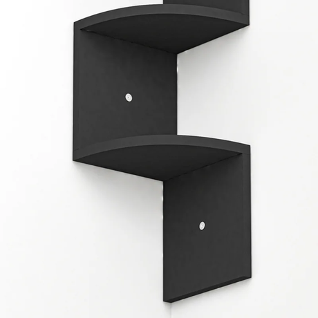 Modern Zig-Zag Wall-Mounted Corner Shelf 5-Tier Space-Saving Display Rack in Elegant Black
