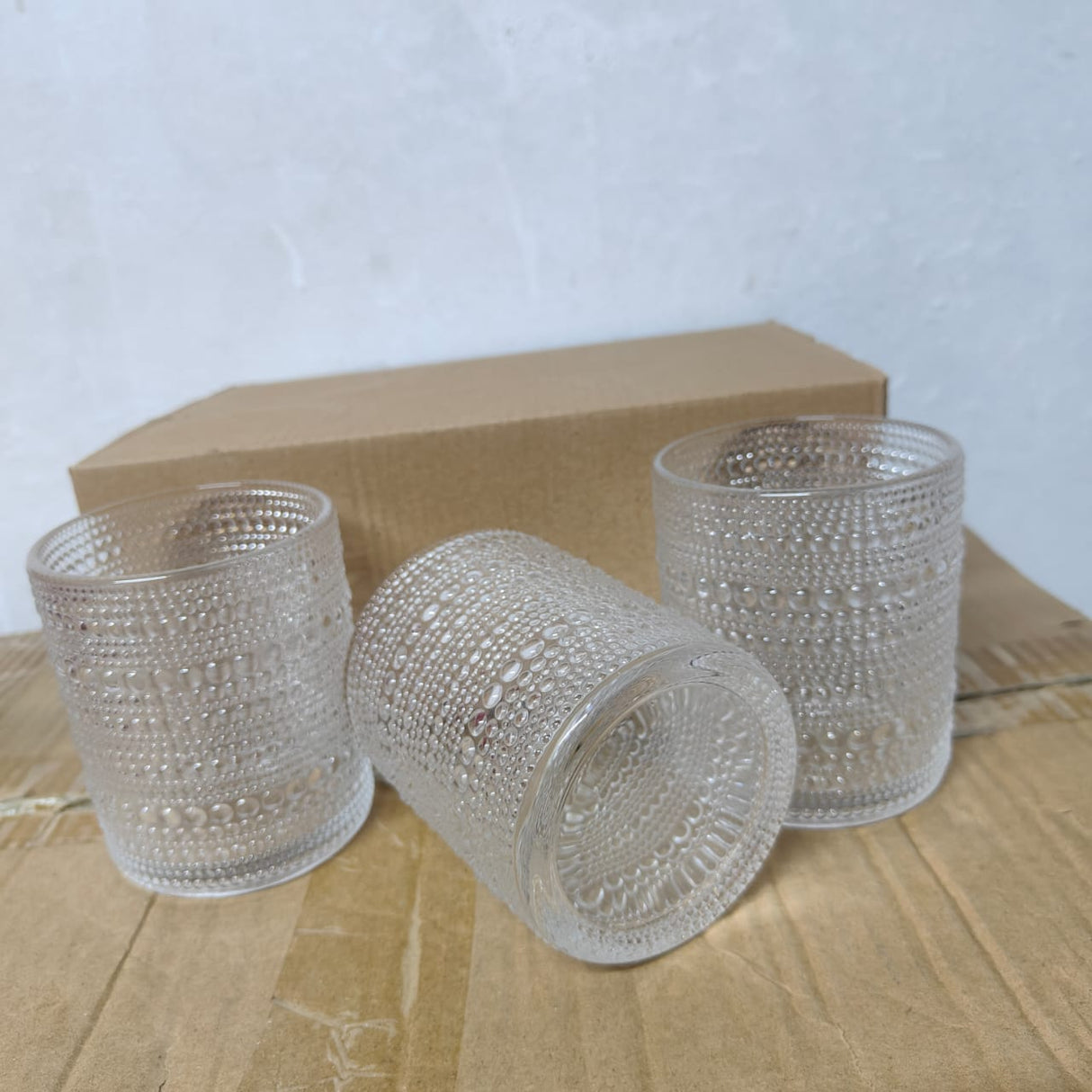 6 Piece Embossed Water/Juice Glass Set- Furaha Finds Kenya