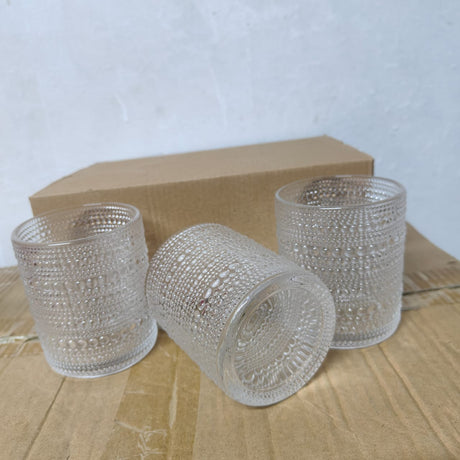 6 Piece Embossed Water/Juice Glass Set- Furaha Finds Kenya