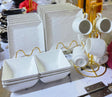 24 Piece Square Dinnerware Set with Cups and Bowls- Furaha Finds Kenya