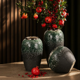Dark Green and Gold Accent Vase Set 3pcs Ceramic vase Vases