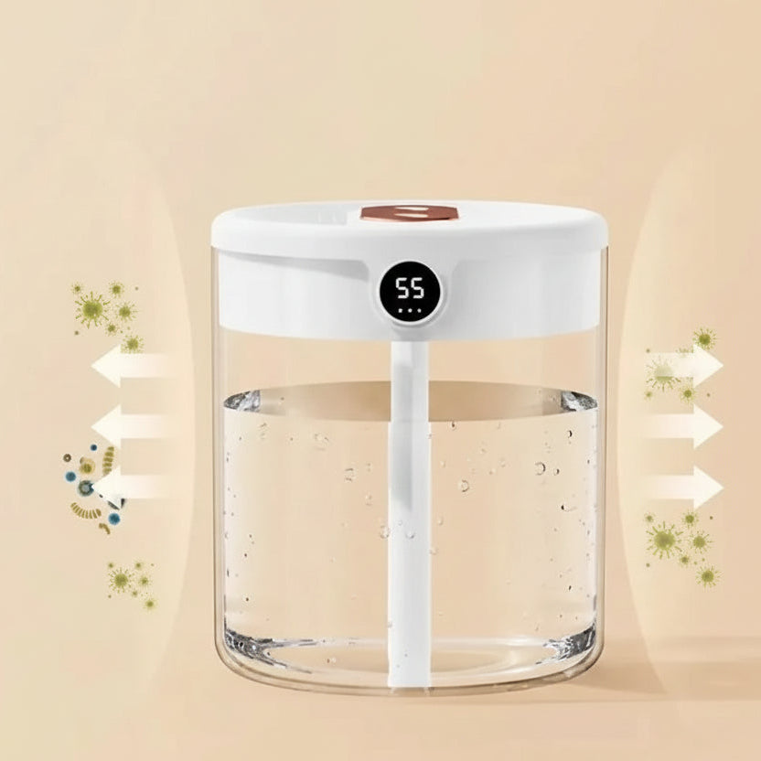 2L Double Nozzle Air Humidifier With LCD Humidity Display & Aroma Diffuser