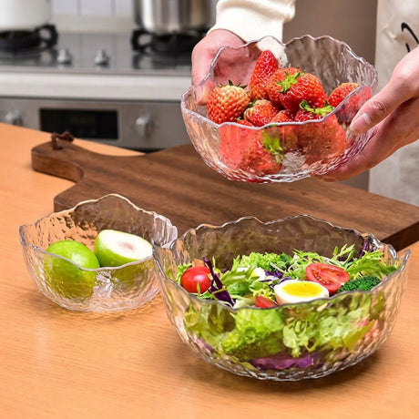3 Piece Lotus Glass Salad Bowl Set Bowls Serving Bowls