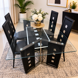6-Seater Glass Top Dining Table Set Dining Set Dining Tables