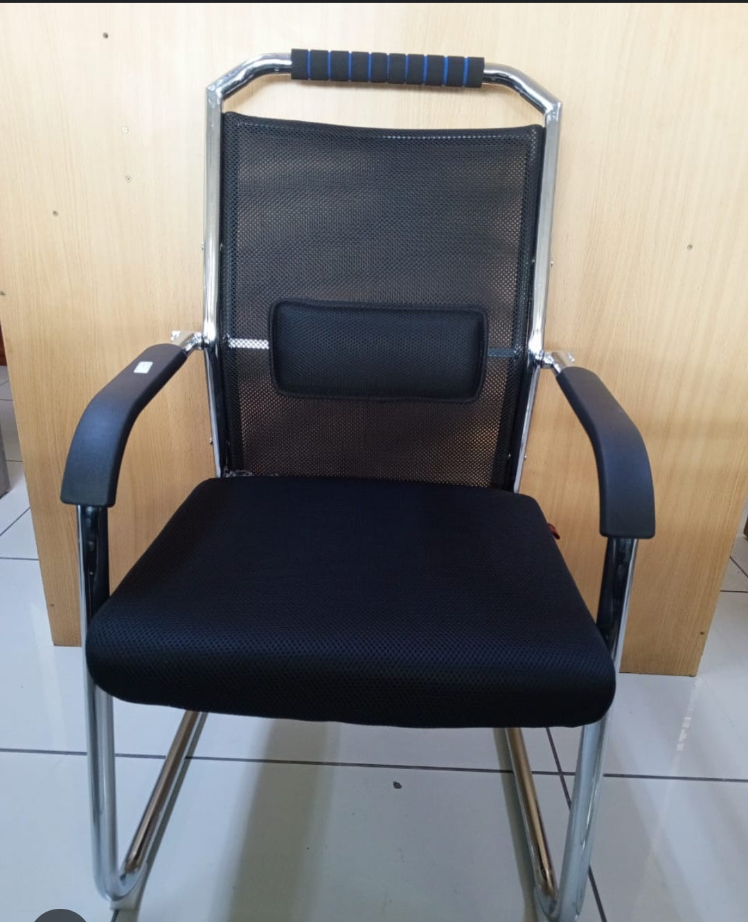 8003-3 Mesh Visitor Office Chair Padded Seat with Chrome Frame & Back Support