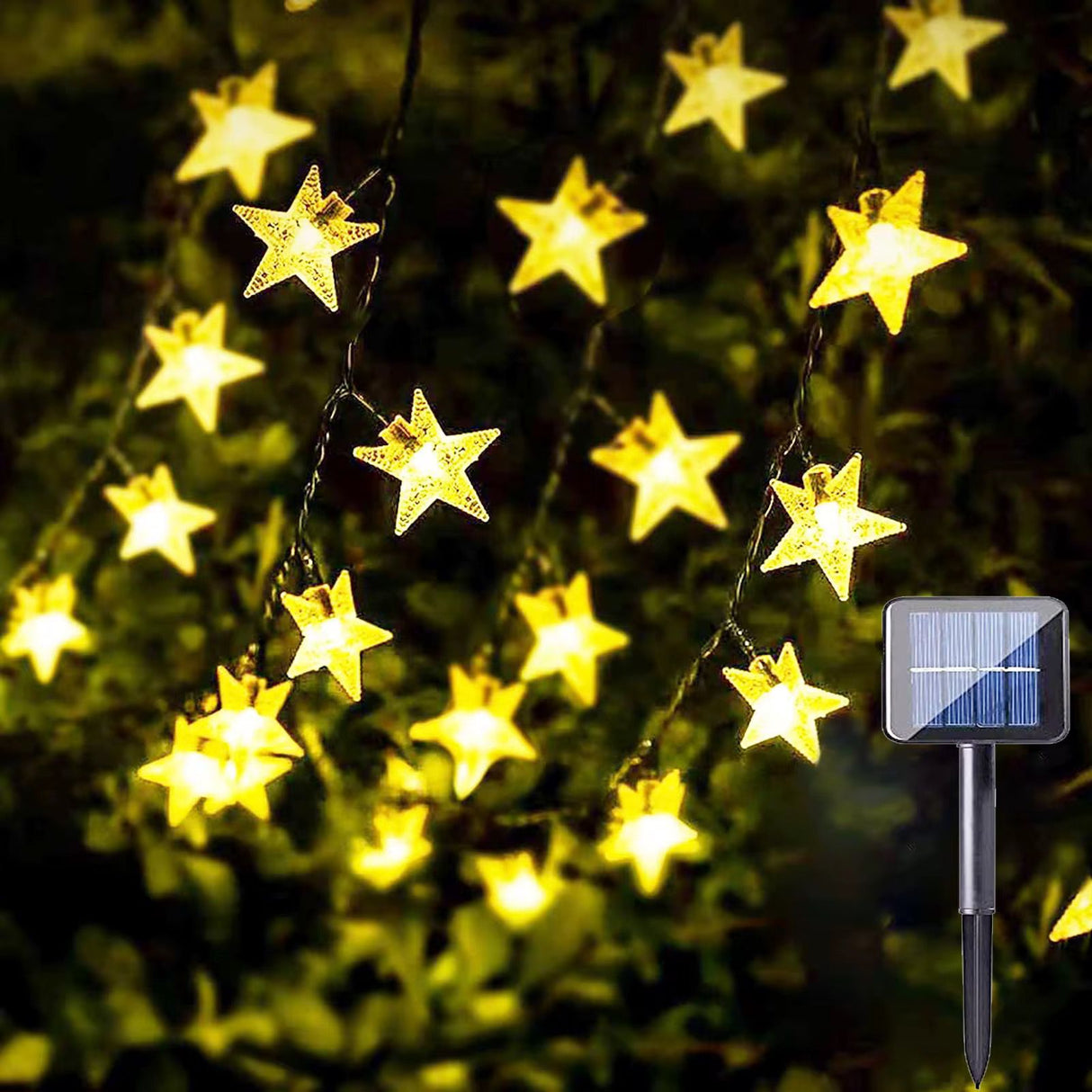 Solar Powered Outdoor Star Lights – Christmas Theme (12m, 100 Lights)