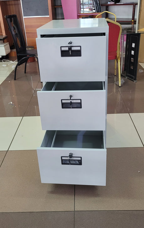 3 Drawer Metal Filing Cabinet with Lock – Office Storage Organizer