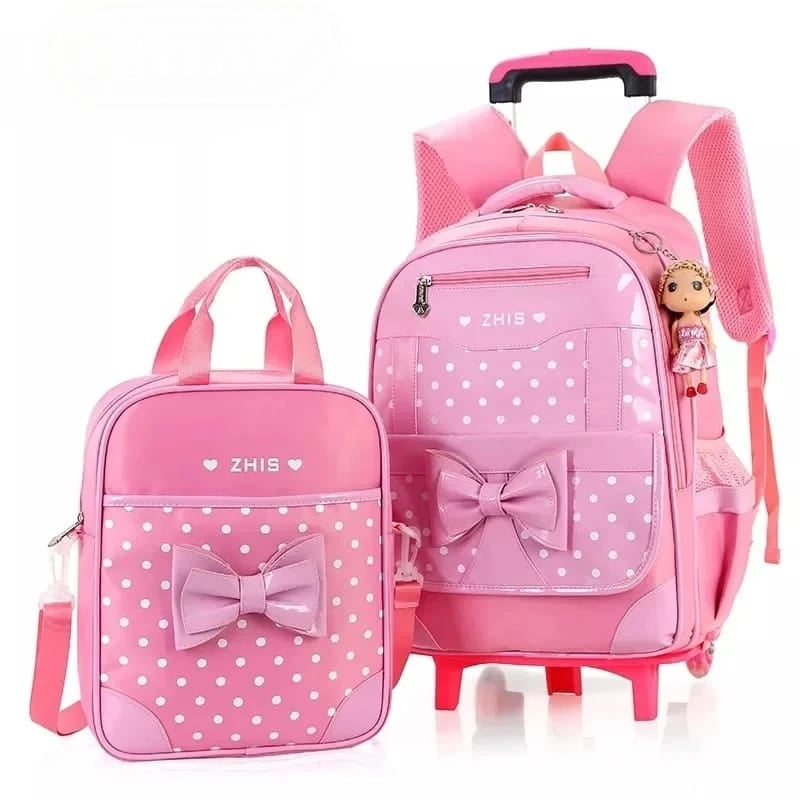 2in1 3D Children Trolley School Backpack with Lunch Bag – Detachable and Waterproof