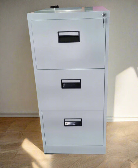 3 Drawer Metal Filing Cabinet with Lock – Office Storage Organizer
