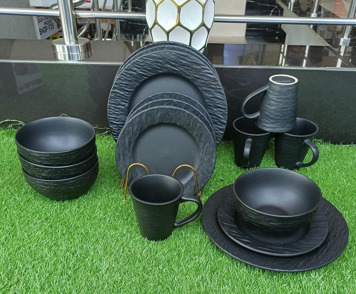 24pcs White Plain Dinner Set – Plates, Bowls, and Mugs
