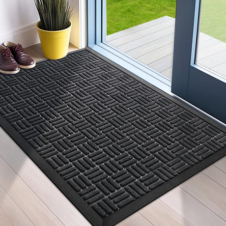 High Quality Non Slip Wear Resistant Rubber Doormat Dirt Trapping Rug 45x75cm