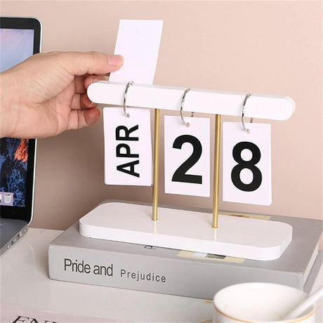 Modern Wooden Perpetual Calendar Flip Month Date Display Desktop Schedule Agenda Planner Home Decoration Office Ornament Desk organizer