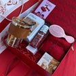 Hot Valentines Ladies Gift Set with Bath Essentials and Glass Tumbler