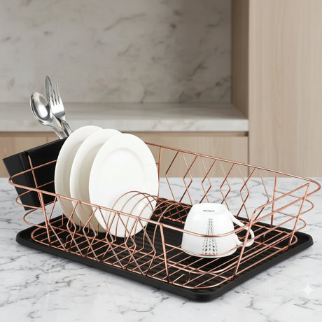 Single Layer Gold Dish Rack Kitchen Counter Organizer
