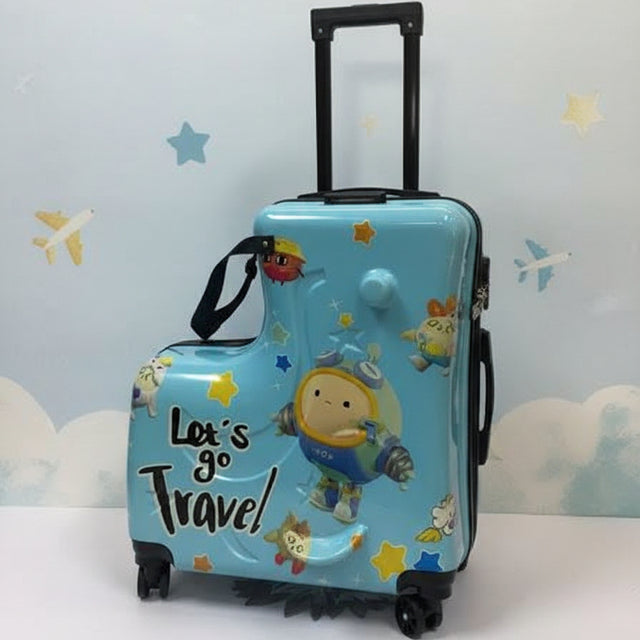 Unisex Kids Cartoon Travel Suitcase on Wheels 54x22x42cm Bags & Luggage Kids' Suitcases