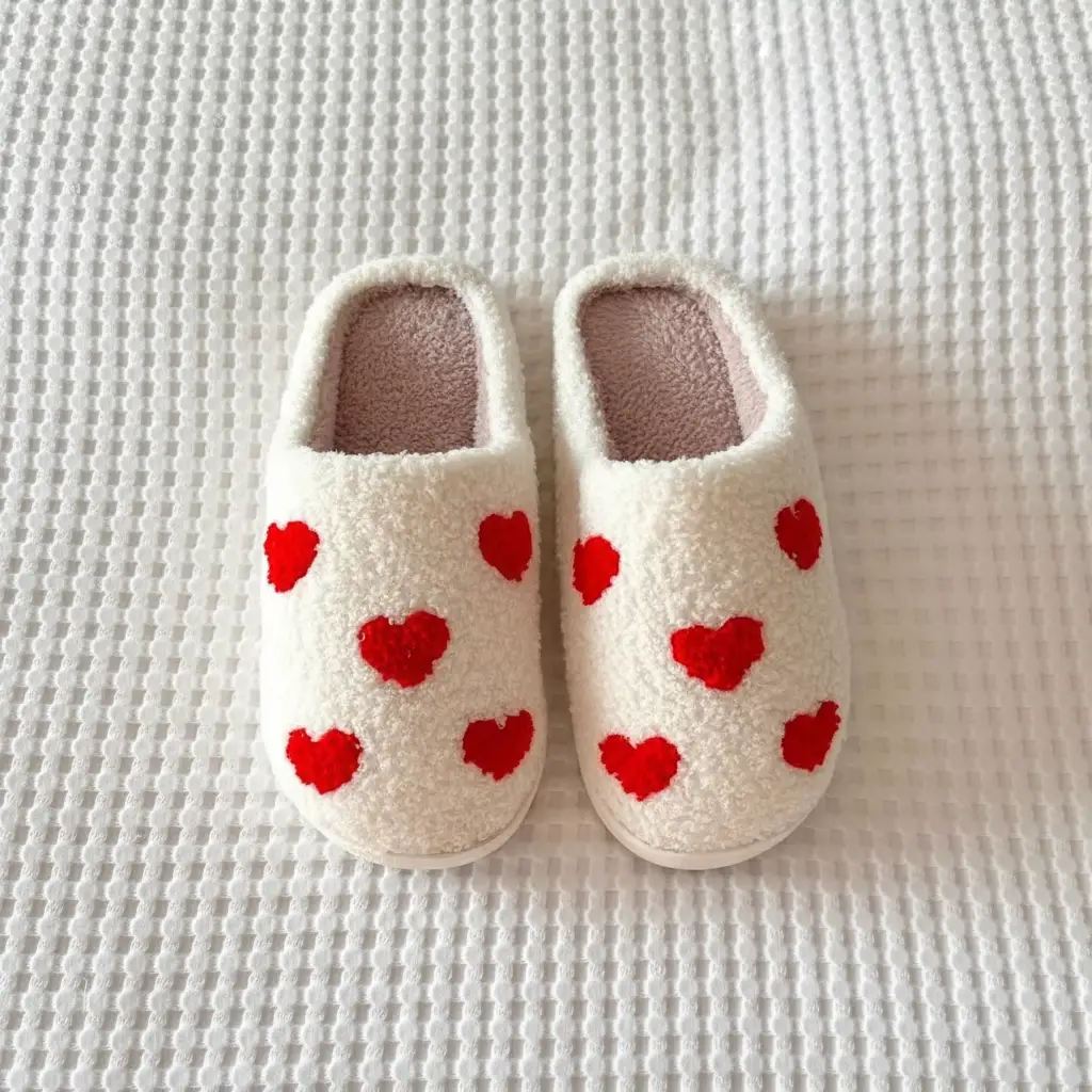Heart Print Cozy Indoor Slippers Slippers