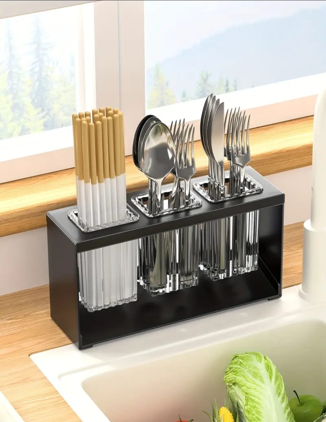 Multifunctional Countertop Organizer with Toothbrush and Kitchen Utensil Holder