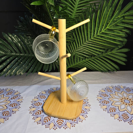 Bamboo Cup Holder Stand – Stylish and Functional Mug Organizer- Furaha Finds Kenya